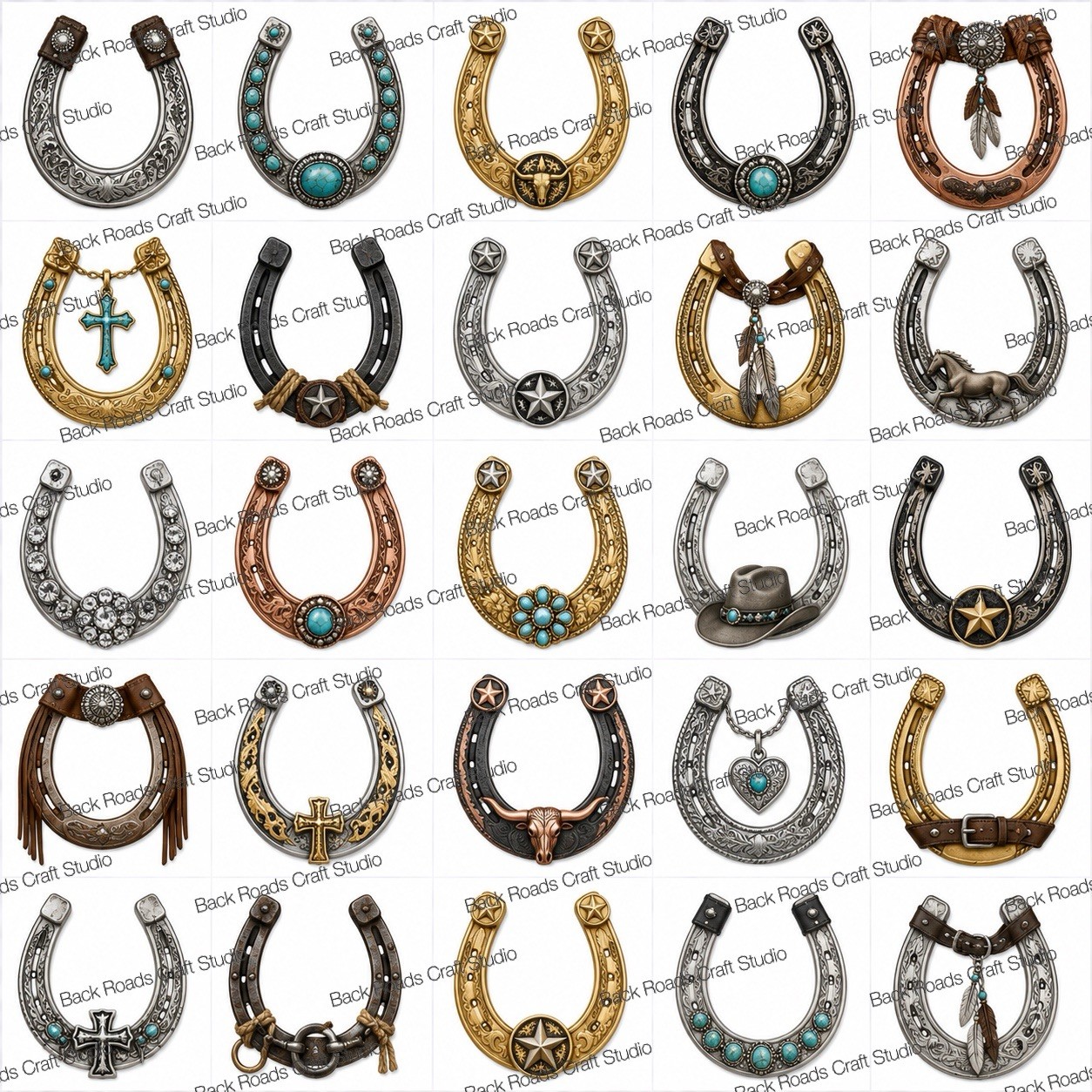 Western Horse Shoes Waterslide Finger Nail Decals Instructions Bonus set of 50