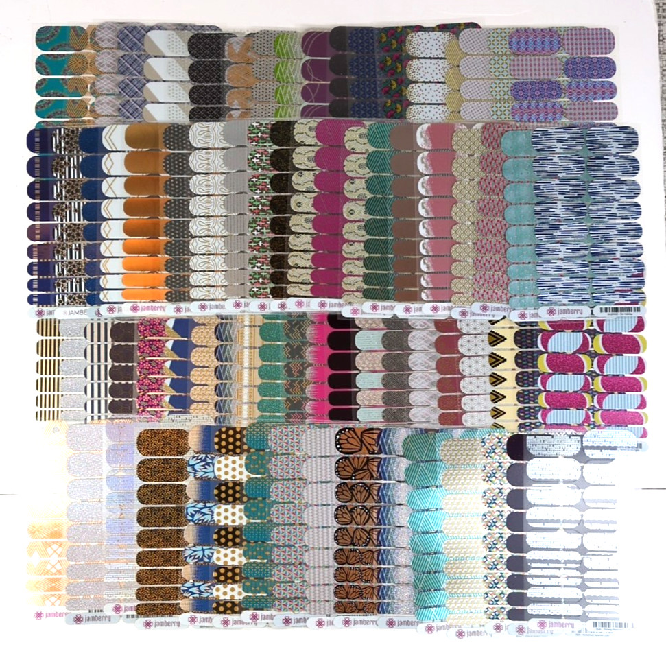 Jamberry Nail Wraps LARGE LOT 80 Full Sheets + 3 Partial Sheets