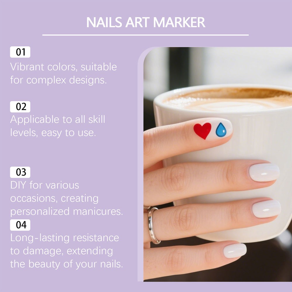12 Color Nail Art Markers For Gel Nails,Nail Art Pens Set DIY Nail Art Marker JQ