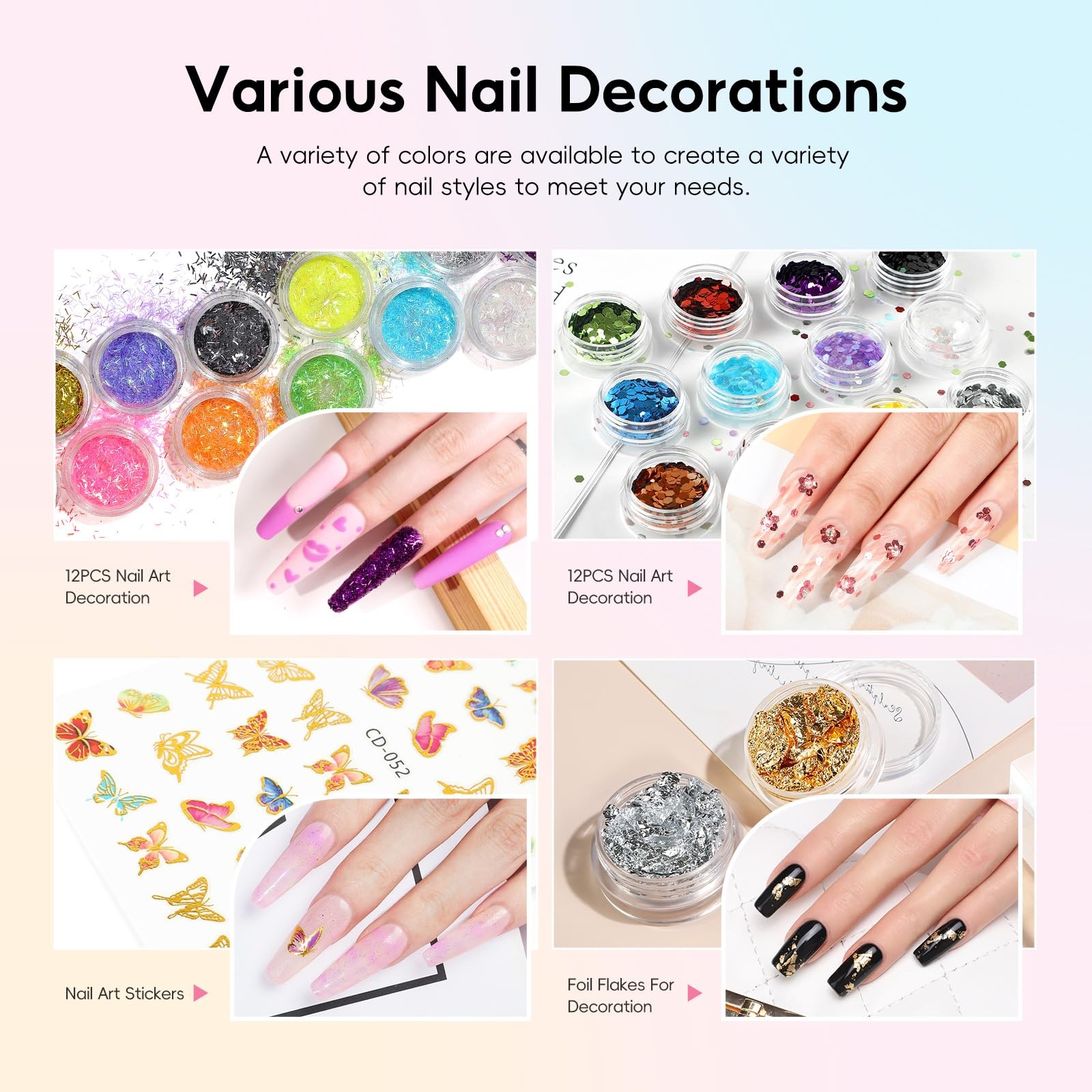 COSCELIA Acrylic Nail Kit Gel Polish Powder Drill UV Light 24 Colors