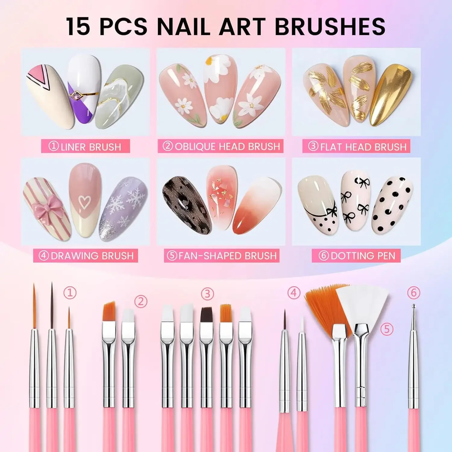 20PCS Nail Art Brush Set Dotting Pens & Palette DIY Manicure Kit
