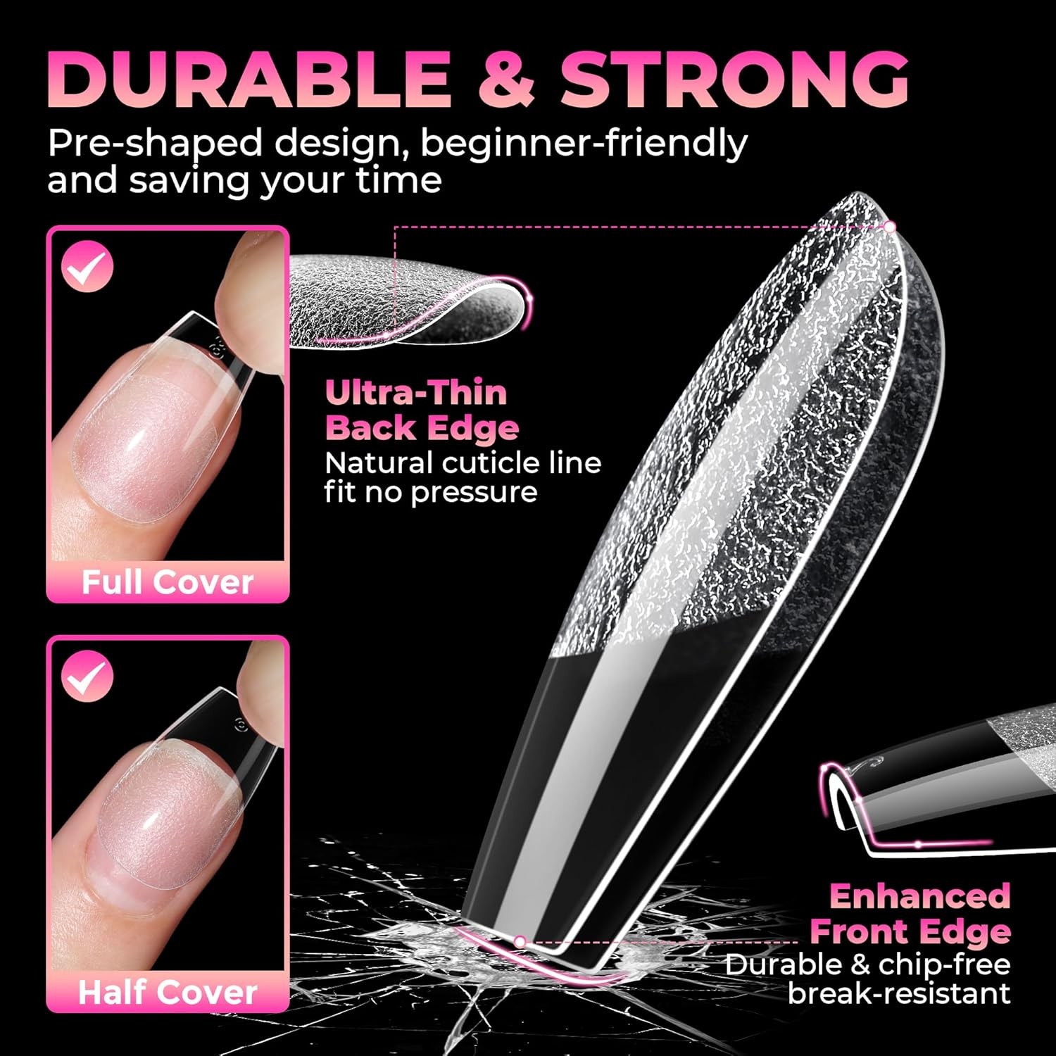 Short Coffin Nails Tips: 510Pcs Soft Gel Nail Tips Coffin Acrylic Full Cover Sho
