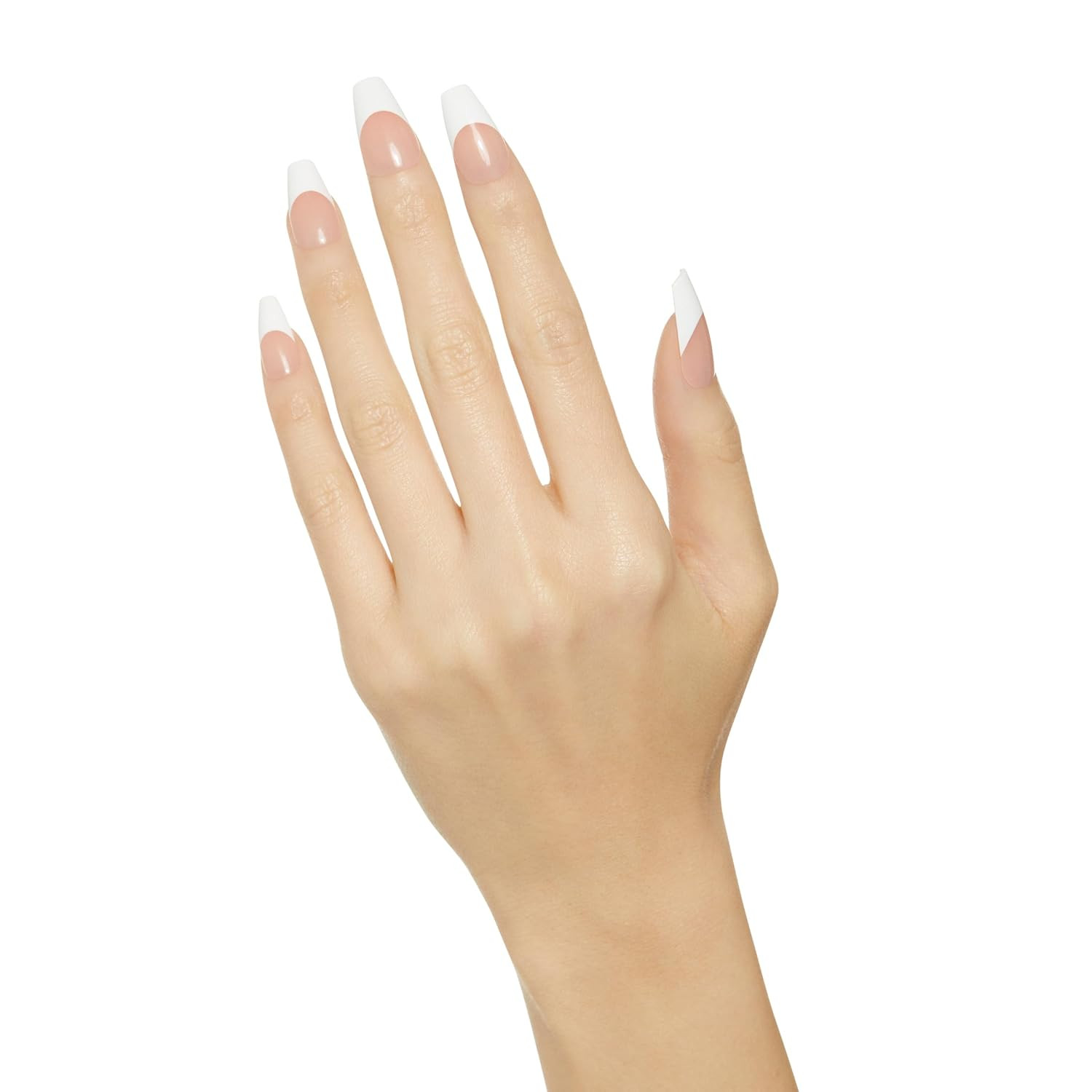 Salon Acrylic French Nail Set – Medium Square “Je T’Aime” Design