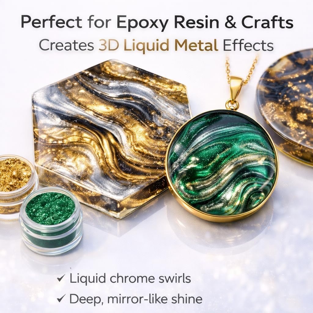 Vibrant Chrome Pigment Set – Nail Art, Epoxy Resin, Painting