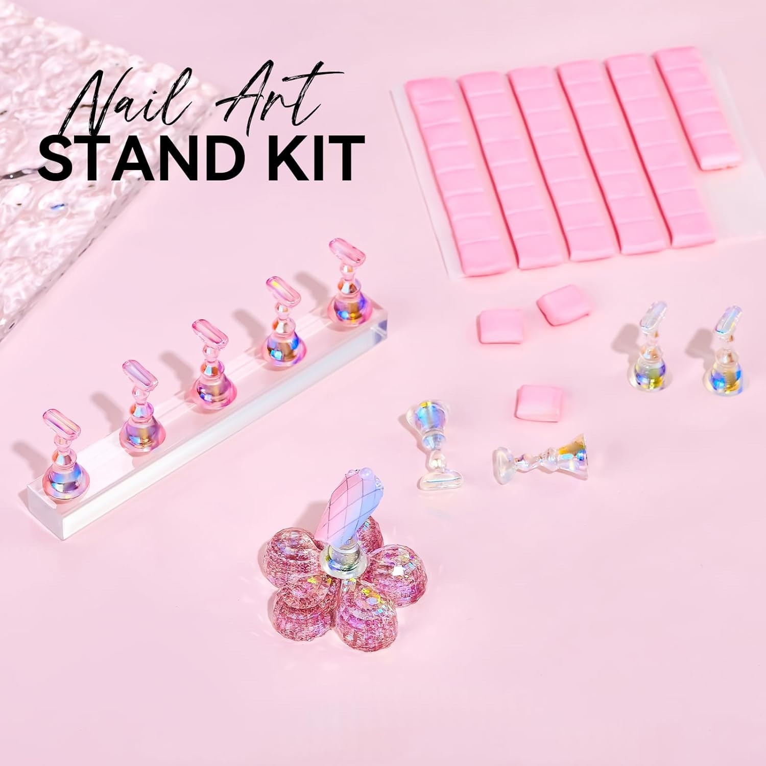 Portable Acrylic Nail Stand with Rainbow Holders for Salon & DIY Enthusiasts