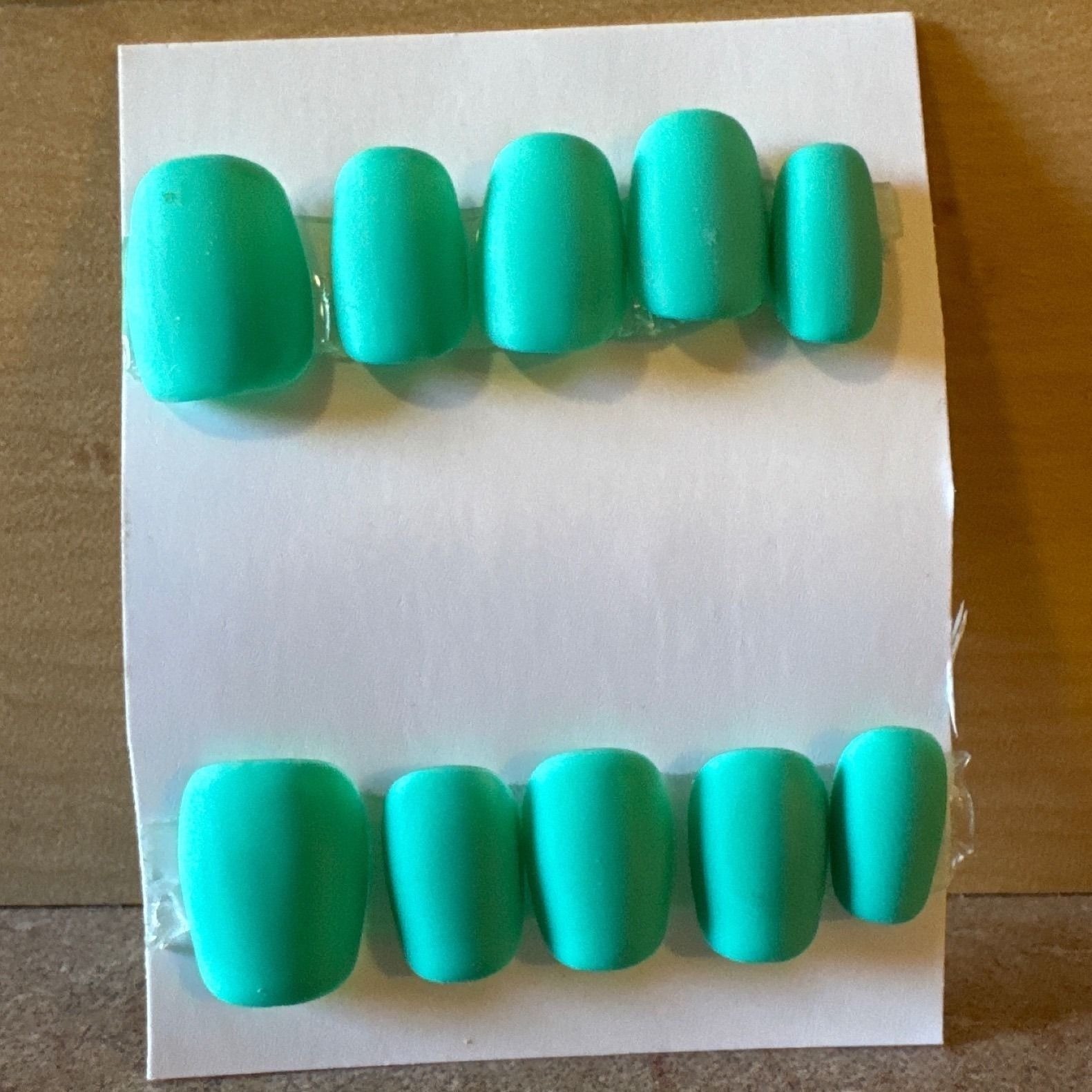Matte Teal Press On Nails Square Turquoise Artificial False Nail Set 10pc
