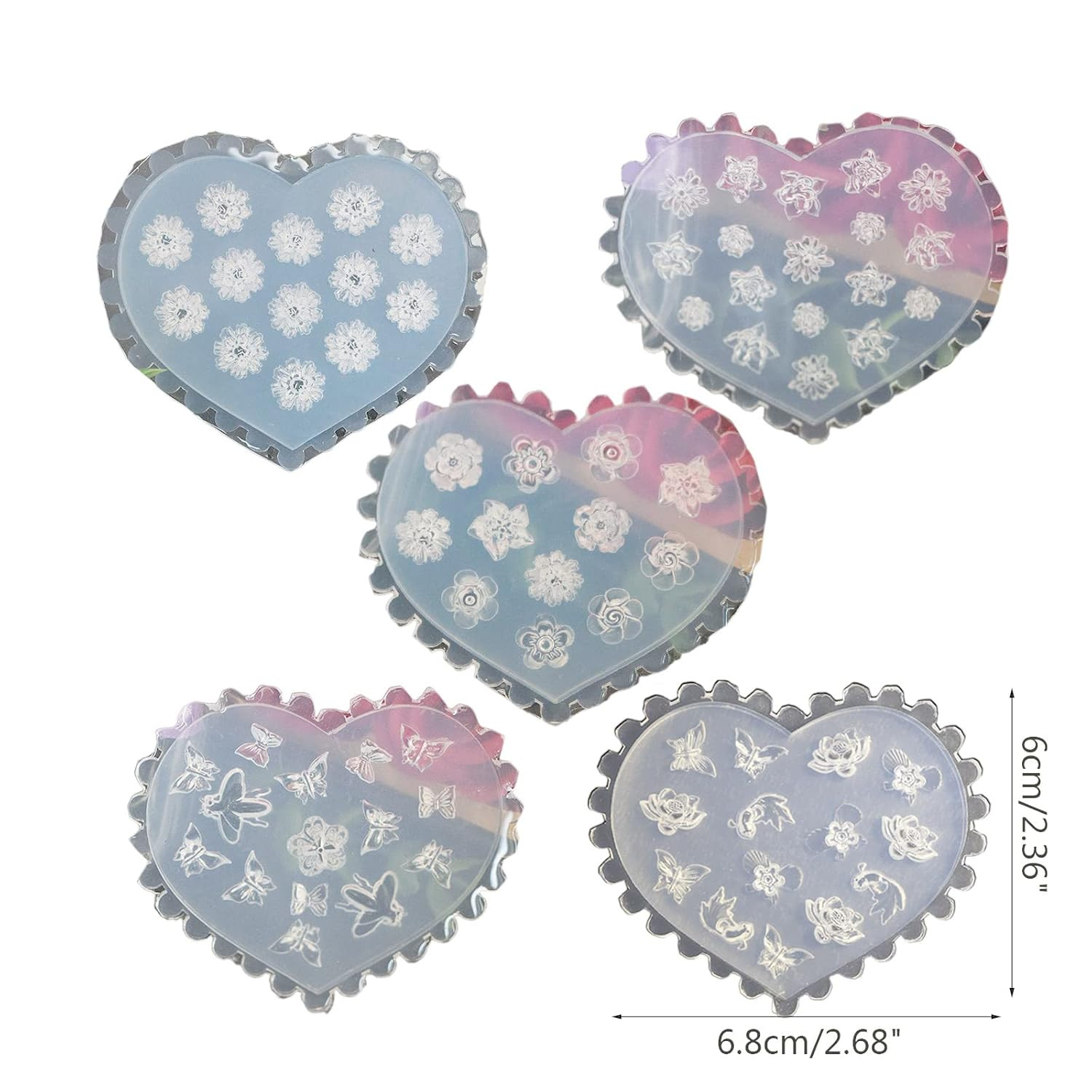 5-Piece 3D Silicone Flower Mold for Nail Art Decorations