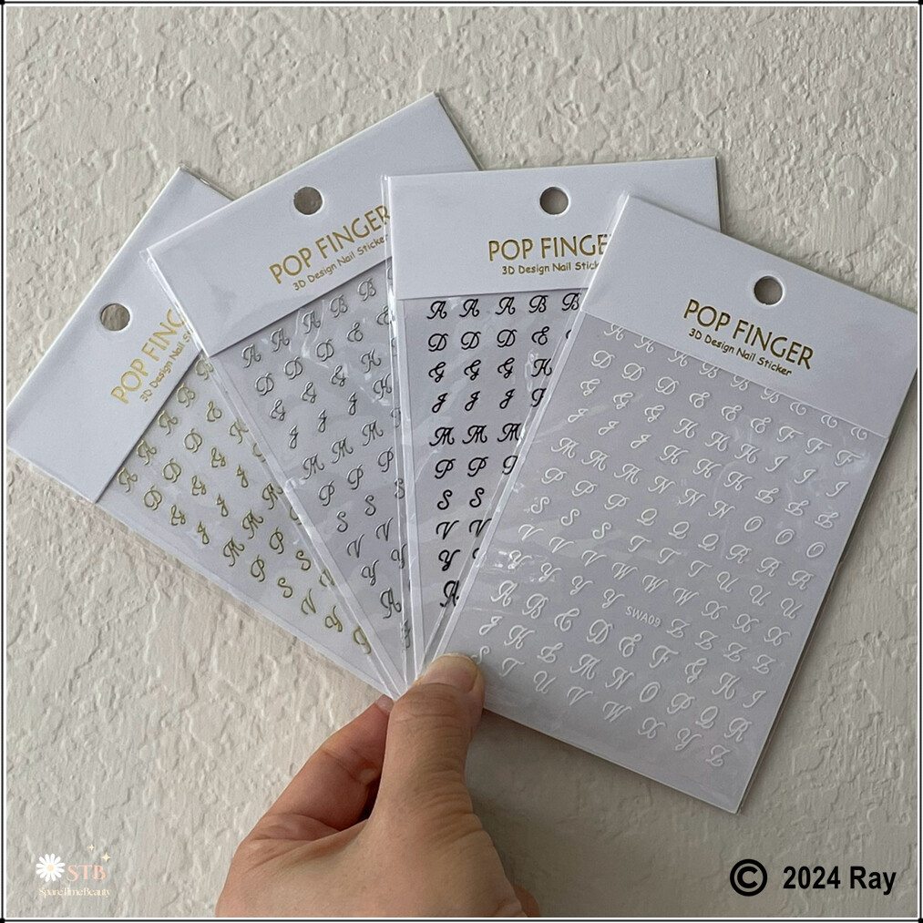 Cursive Handwriting 26 Letters English Latin Alphabet Uppercase Nail Stickers