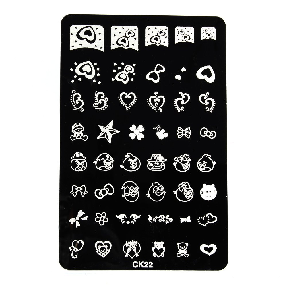 Nail Art Stamping Love Heart Mani Pedi Stencil Template Stamper Scraper Kit CK22