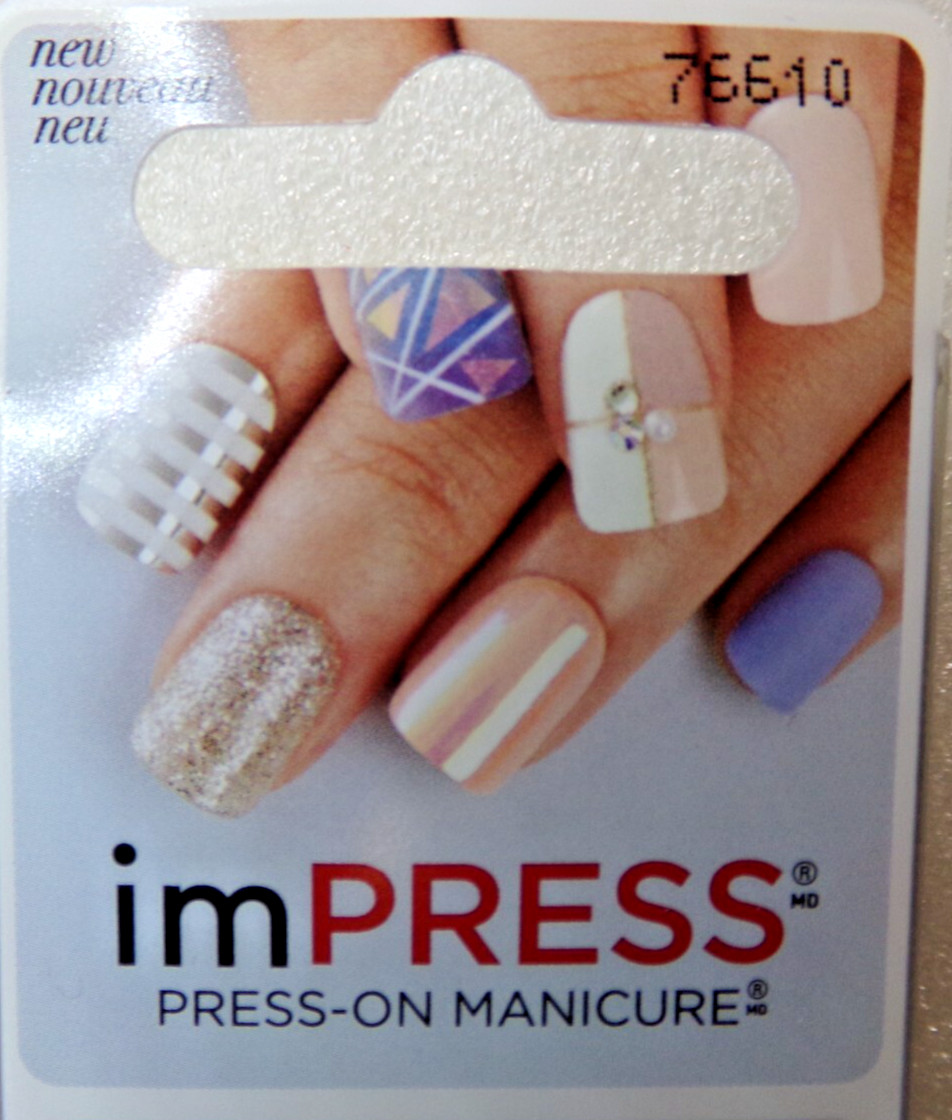 IMPRESS NAILS PRESS ON Short Shiny Black Marble with Matte Black & Gold Glitter