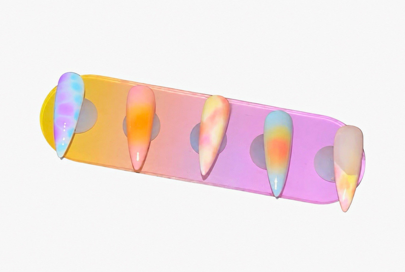 Iridescent Ombre Multicolor Stiletto Long Full Cover Pre-Designed Press-On