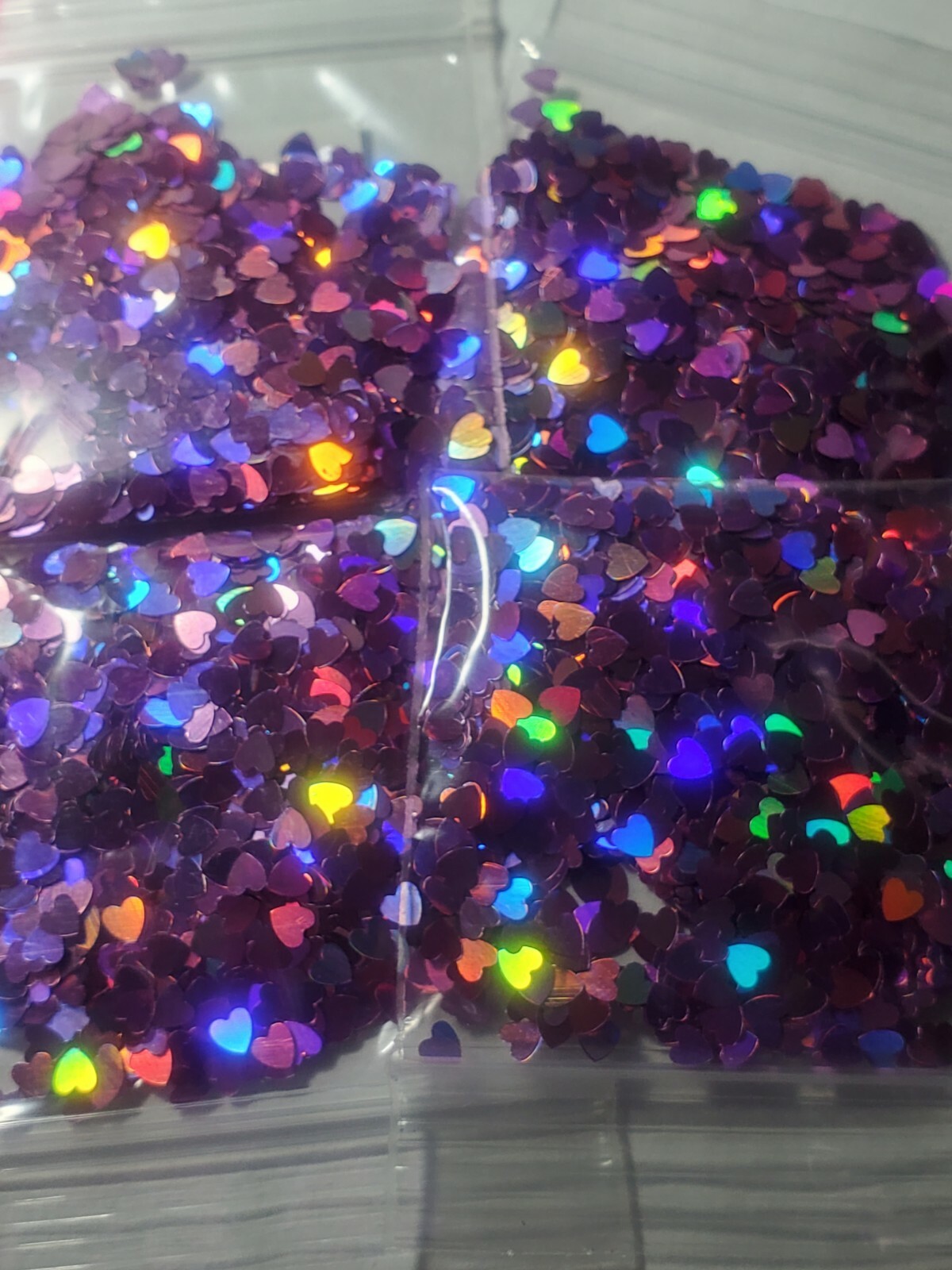Rainbow Holographic Reflecting Lavender Hearts Glitter for Nails Festivals Craft