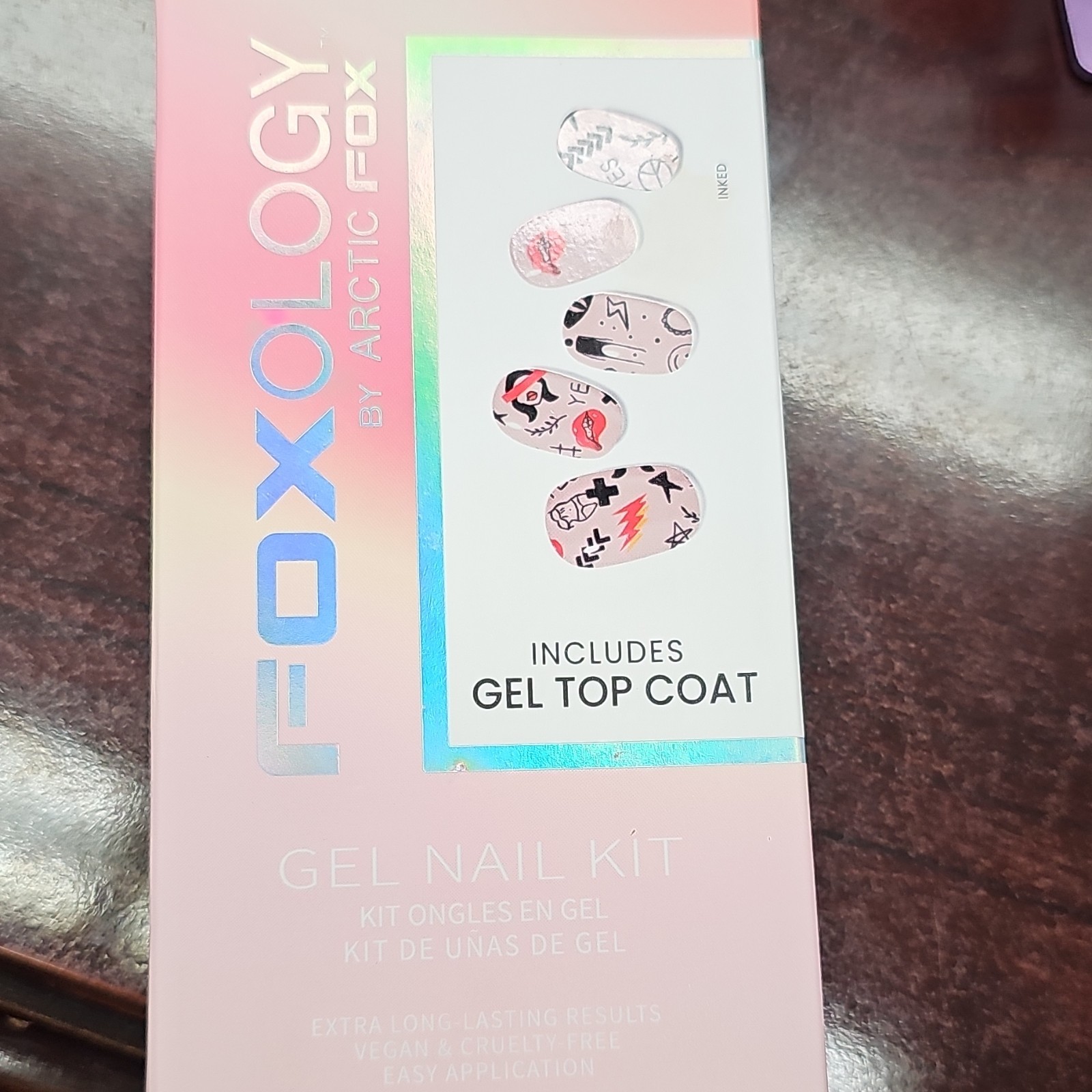 Foxology by Arctic Fox Gel Nail Kit Extra Long Oval Tattoo, Top Coat, Multi