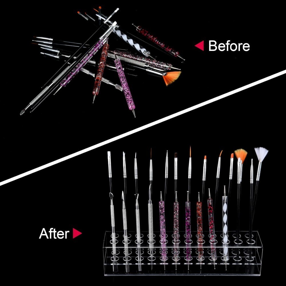 Nail Art Tool Organizer Refillable Storage Container Brush Holder Display Case