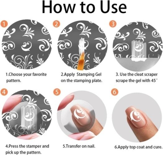 3 Pack French Nail Stamping Plates Swirl Flower Pattern Stainless Steel Template