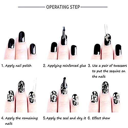 Glitter Nail Art Sequins, Holographic Laser 3D Sparkly Nail Flakes Letters