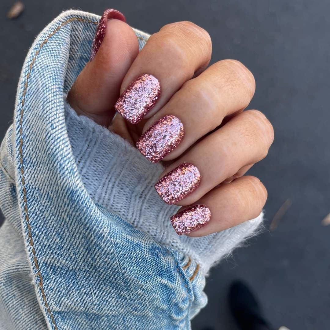 Red Aspen Press On Nails-Dianne’s Dazzling Diadem ACRYLIC • Squoval • Glitter