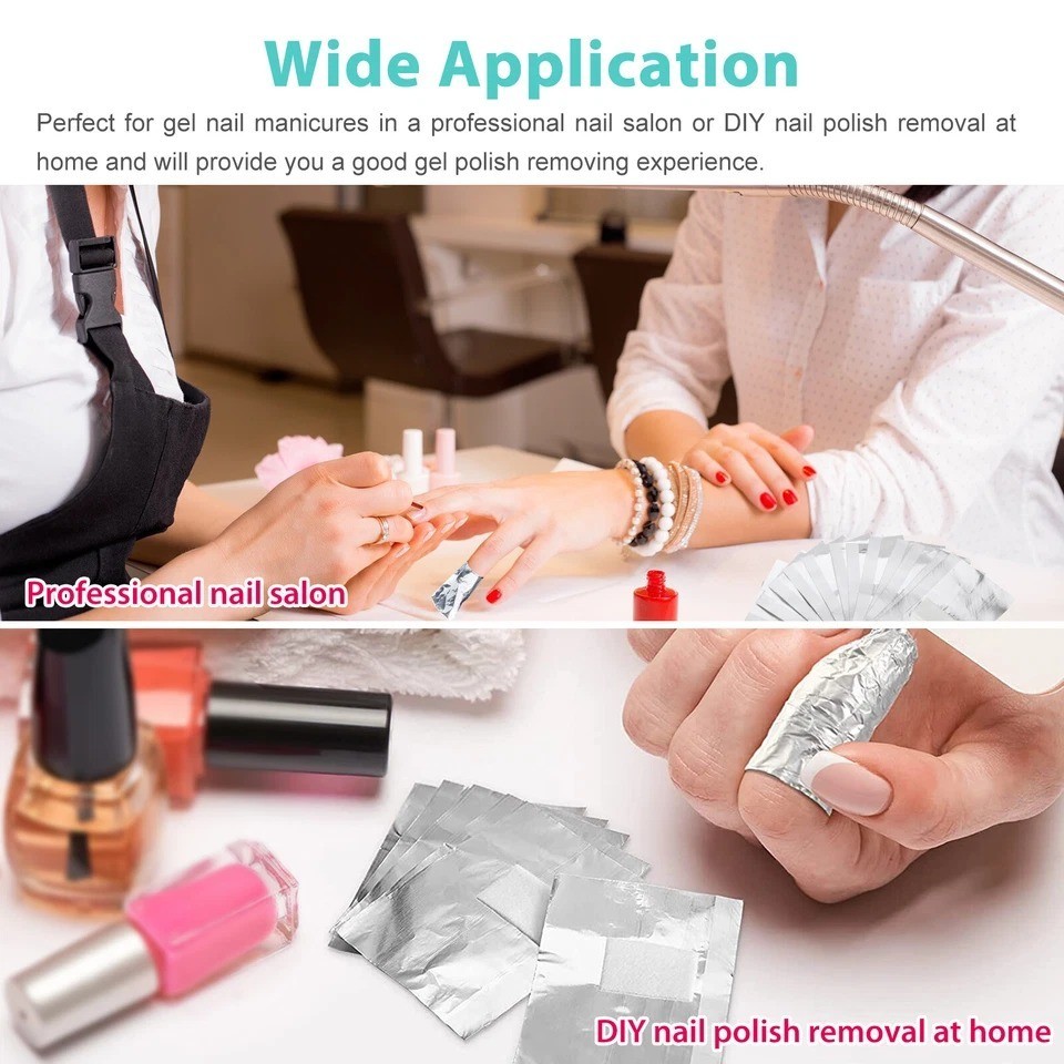 500 PCS Aluminium Foil Nail Wrap Art Soak Off Gel Polish Remover Manicure Clean