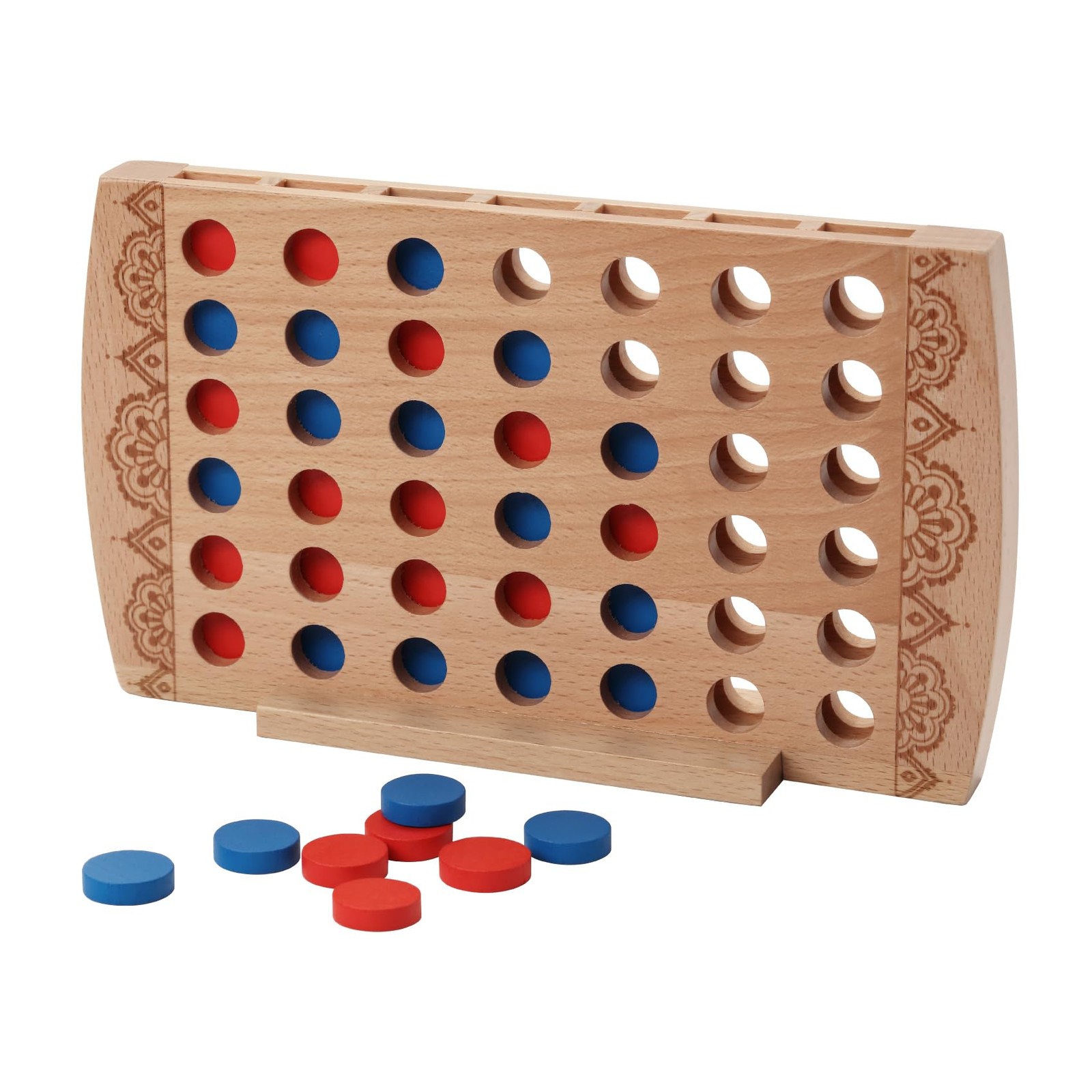 WOWME Wooden 4 in a Row 5.12 inches (W) x 8.86 (L) x 1.9 (H)