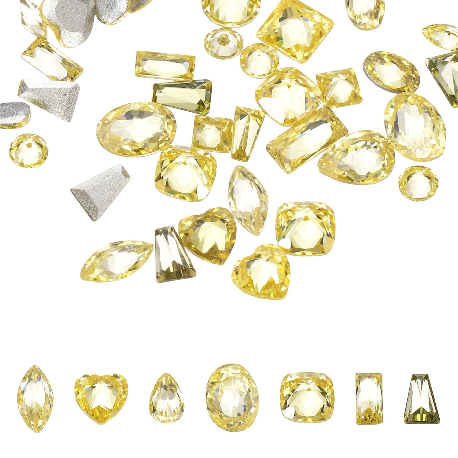 100pcs Shiny Zircon Rhinestones 2-3mmm Multi-shape Diamonds, Transparent Yellow