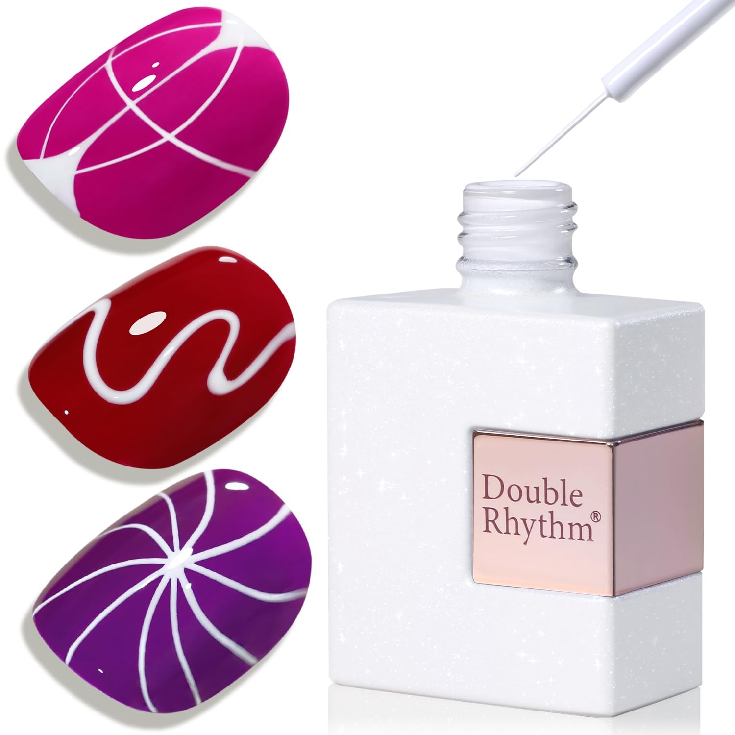 Double Rhythm 15 Ml Metallic Gel Liner Nail Art 0.5 Fl Oz (Pack of 1), White