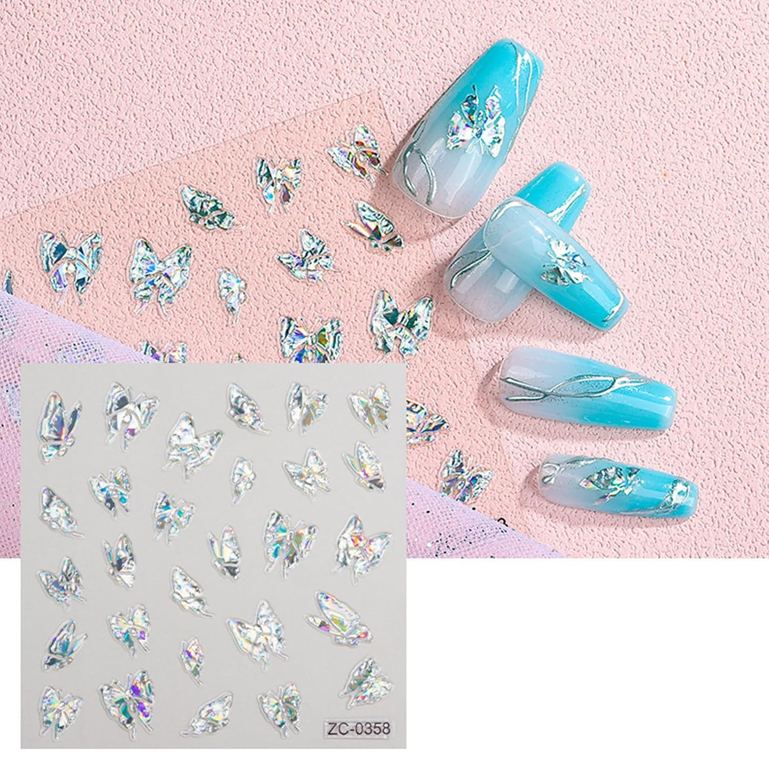6 Sheets 5D Gold Embossed Nail Art Stickers Gem Crystal Irregular Geometric Fram