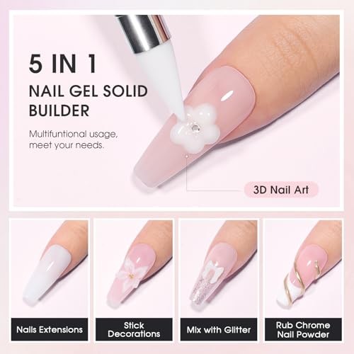 Solid Builder Gel for Nails, Non-Stick 3D Sculpting Gel – Pure 15g for White