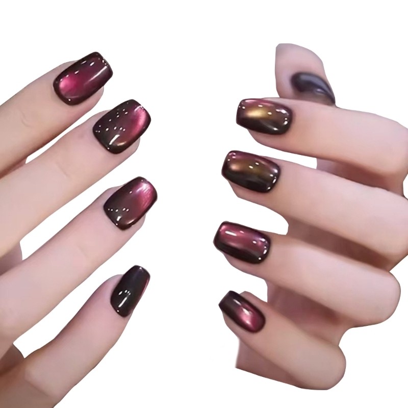 30pcs Press on Nail Cats Eye Short on Nail False Nail for Stylish Look