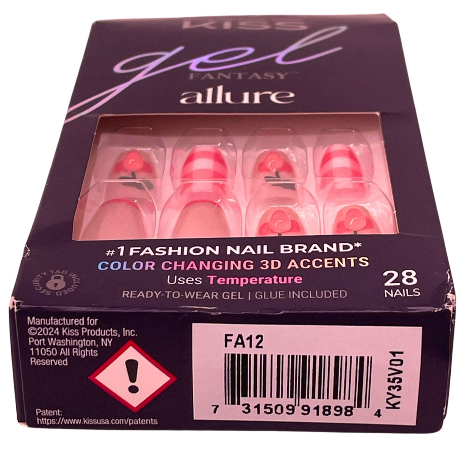 KISS Gel Fantasy Allure Color Changing 3D Accents Medium Nails FA12 2 Pack