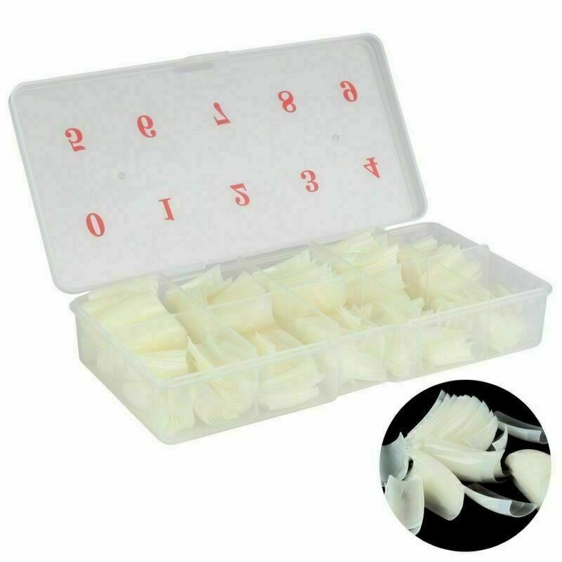 500-1000pcs Set Coffin Nail Tips Long Square French Fake False Nails Transparent