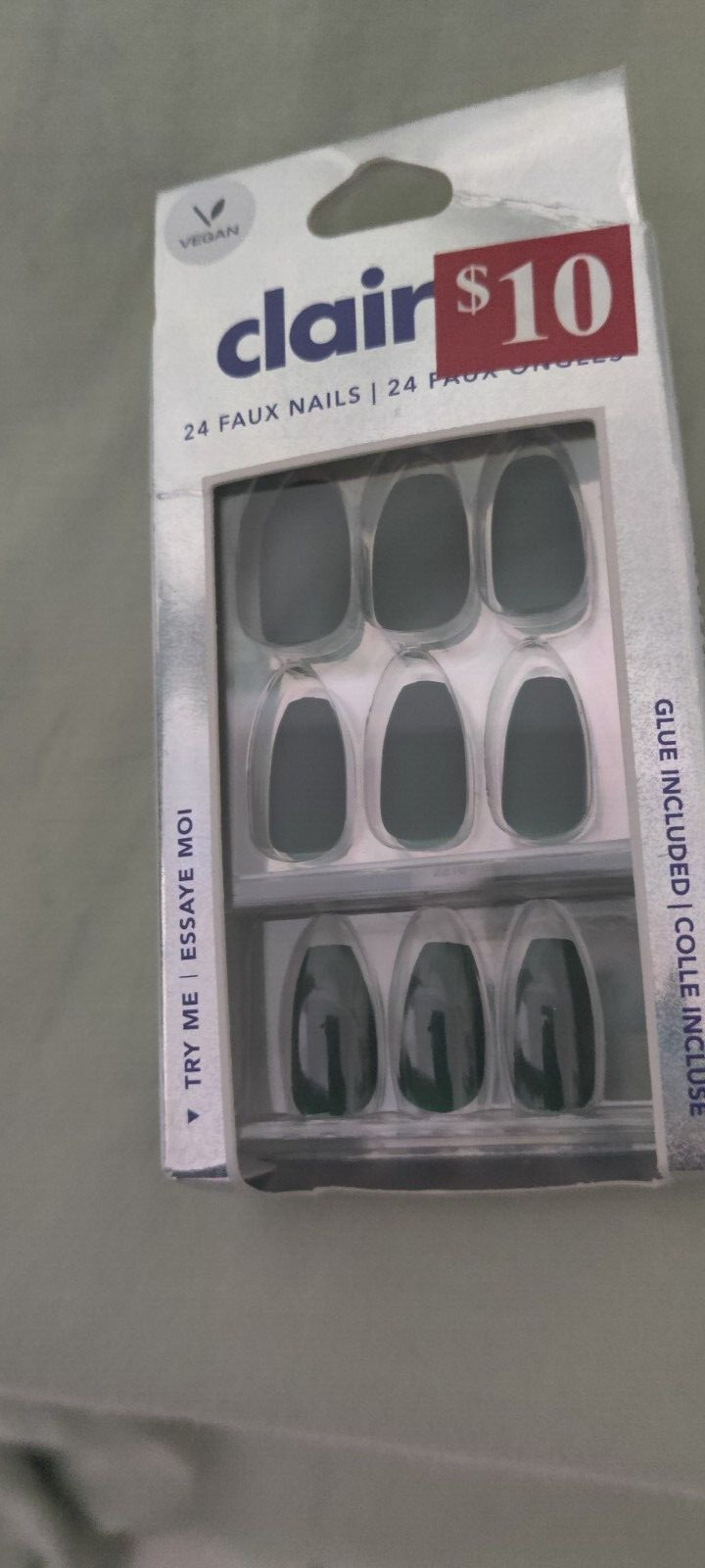 24pcs Claire’s Fake Press On Nails False Nails Glue On Nail Vegan Green Matte