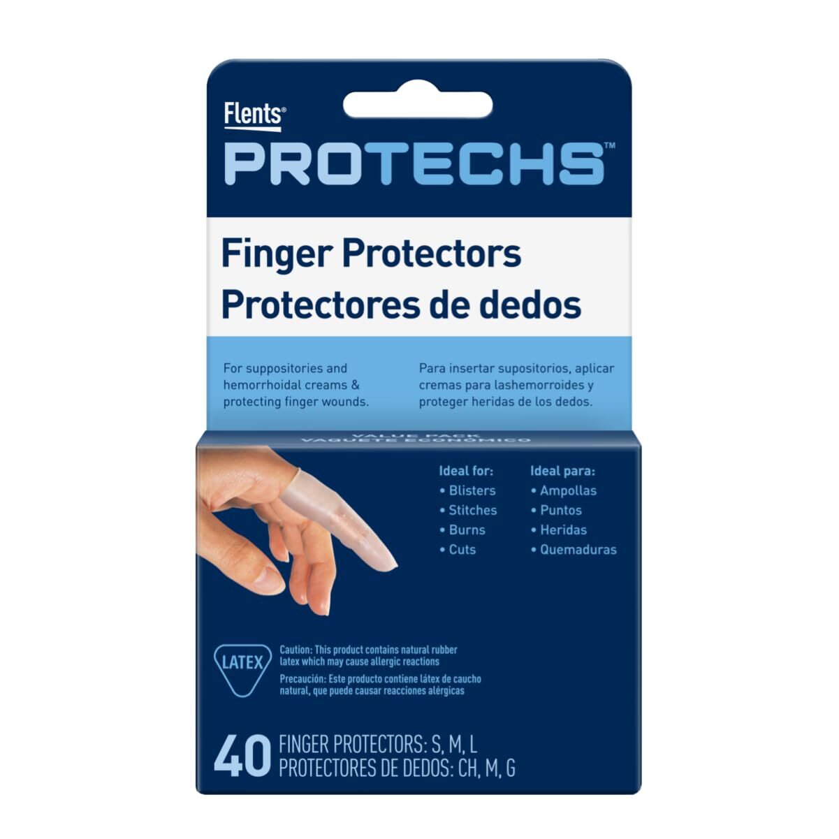 Acu-Life Finger & Toes Cots Rubber Assorted Sizes S/M/L 40 Count – packaging …