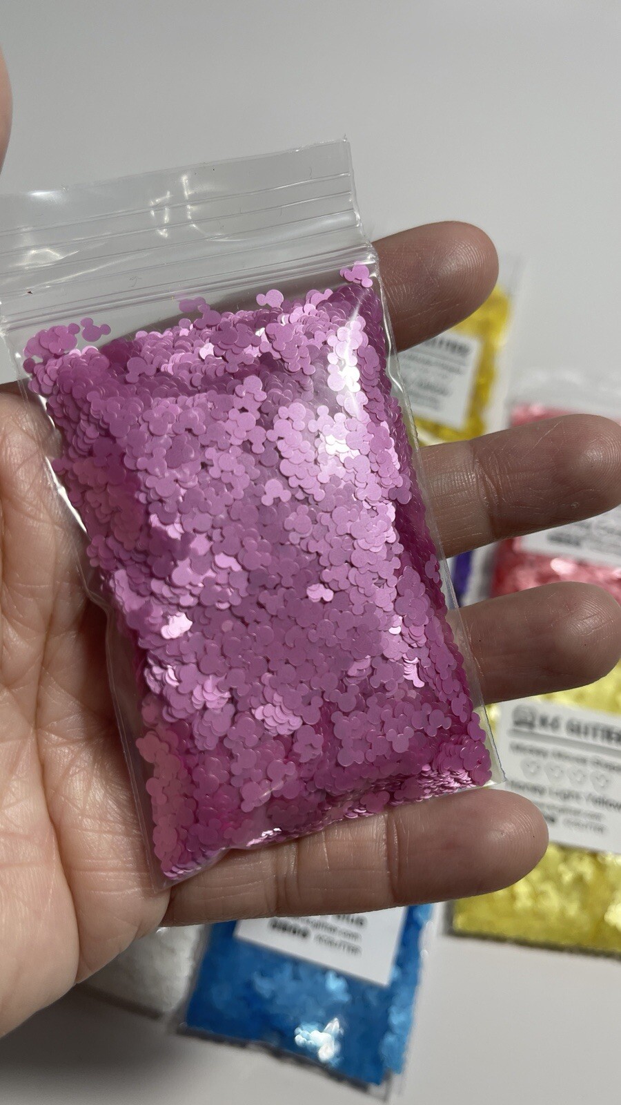 Solvent Resistant MICKEY MOUSE glitter shape Honey Pink Nail Tumbler 5G