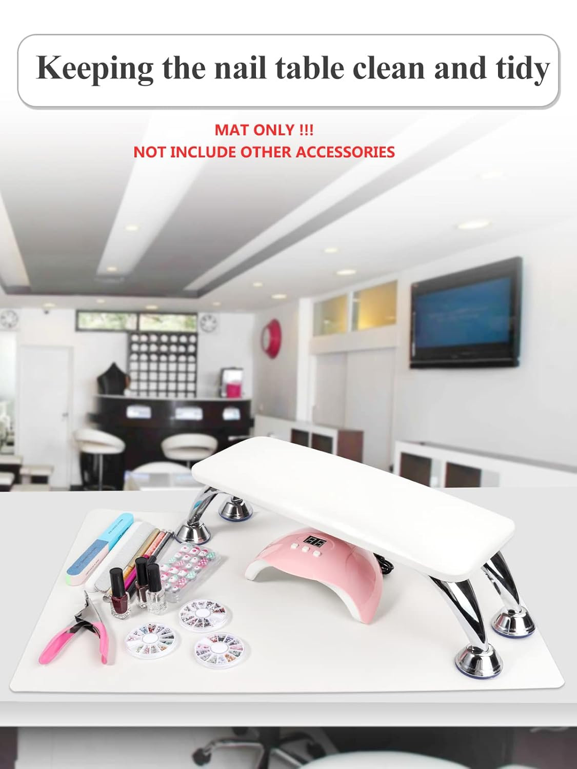 (MAT ONLY) White Nail Art Table Mat, Foldable Nail Art Hand Rest Pad for Nail Ar