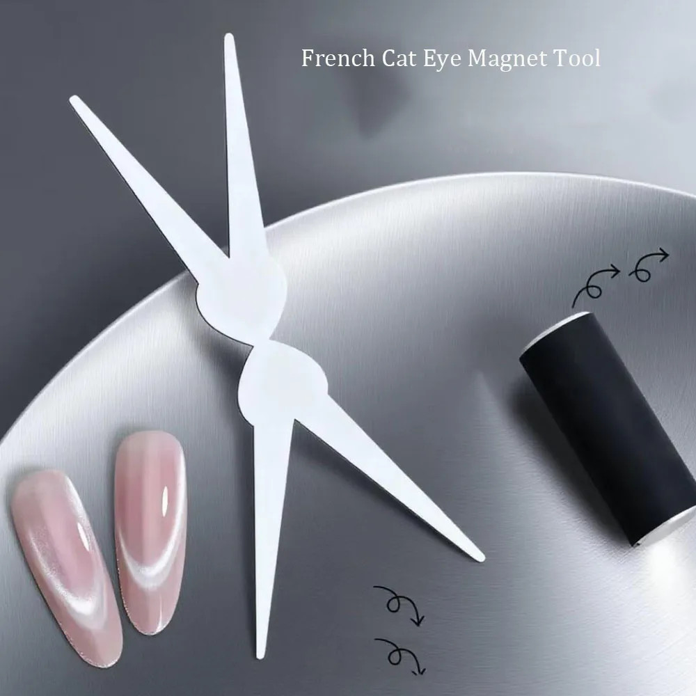 3D Double Headed Nails French Shape Strong Cat Eye Magnet Nail Art Gel Polish Ma