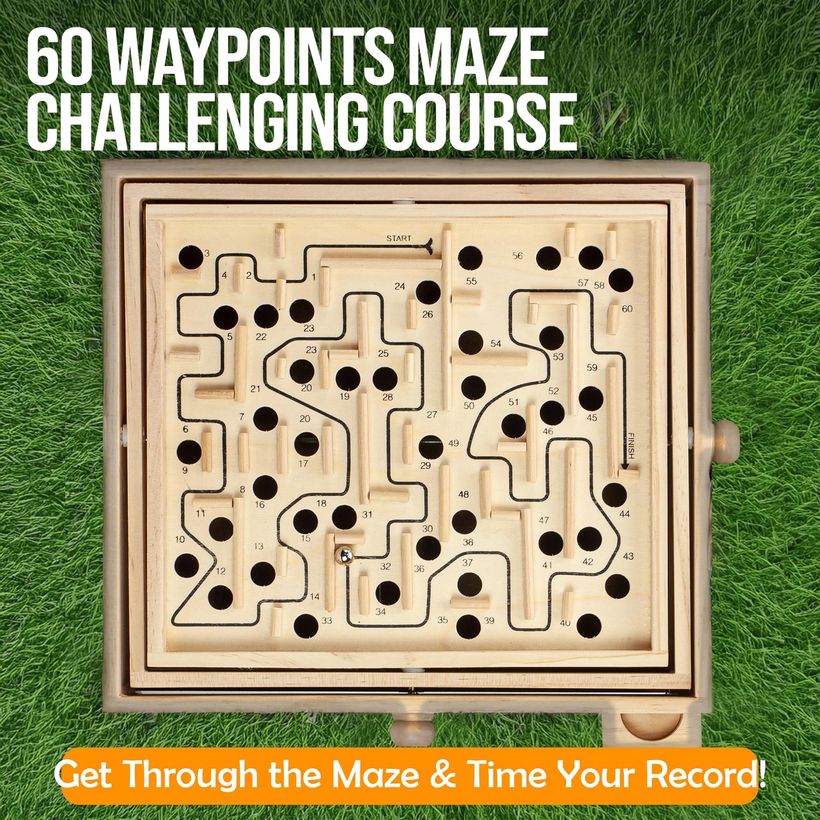 STERLING Wooden Labyrinth Marble Maze Game, Large 12.75″ x 11.5″ Large, Beige
