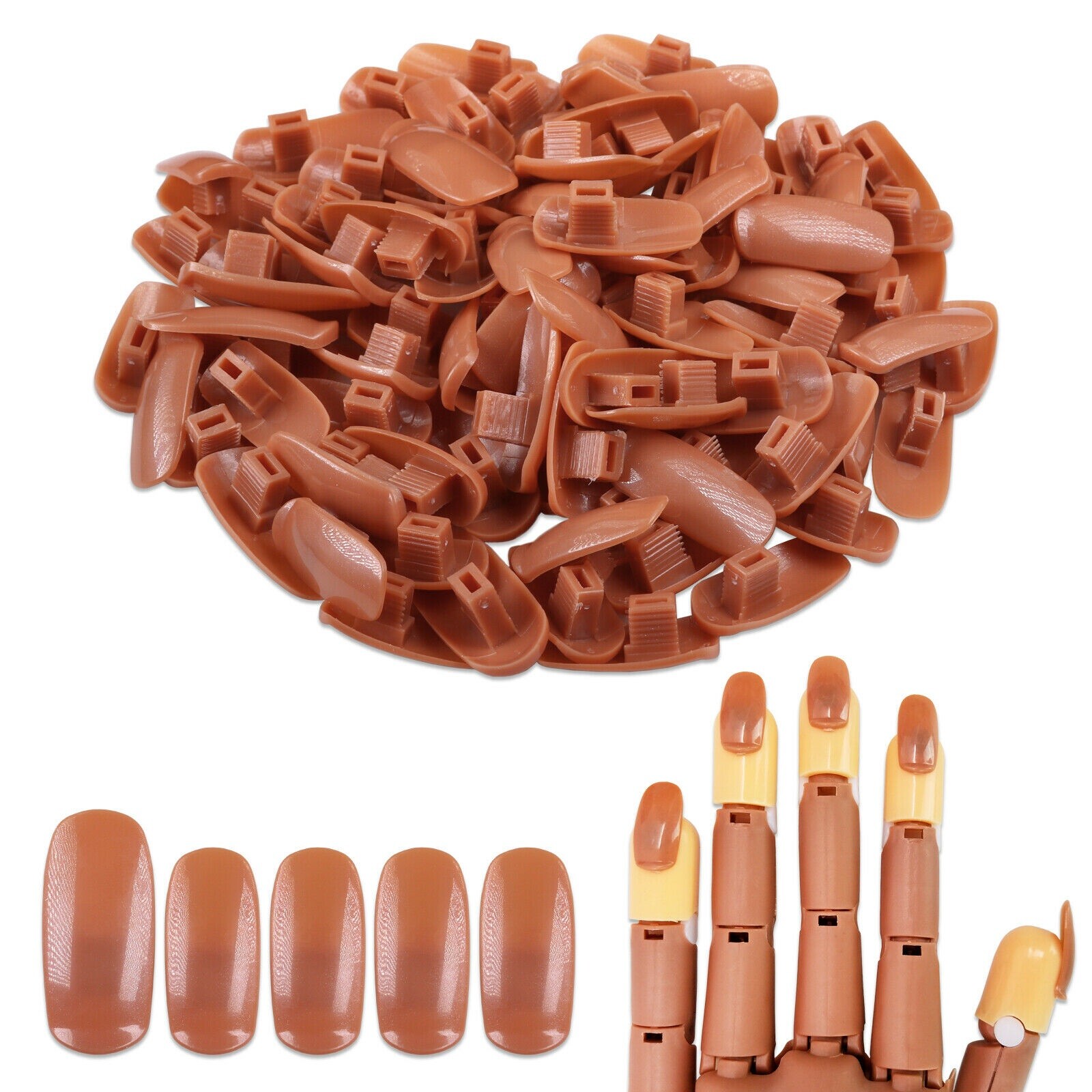 (2 Pack) 100 Pcs Replacement Refill Nails Tips for Flexible Nail Training Hand