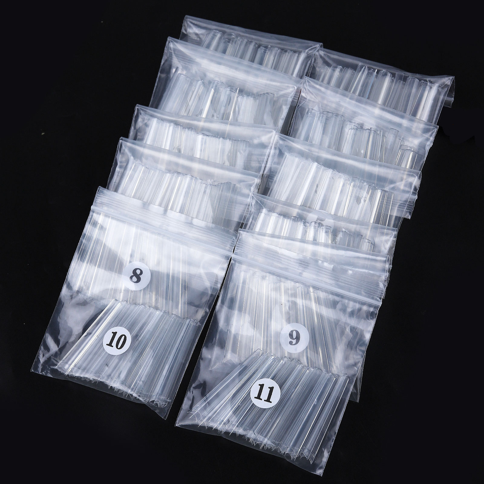 500~504pcs C Curve Coffin False Nail Art Tips Fake Nails Manicure Clear Natural