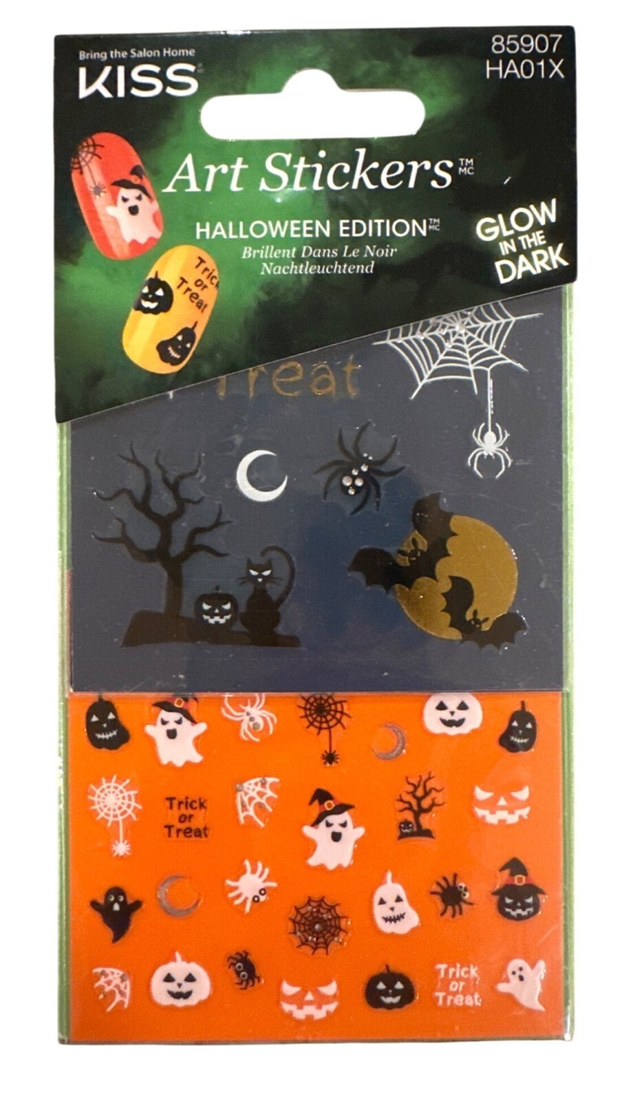 Kiss Art Stickers Glow In The Dark Halloween Ghosts Pumpkins Spider Webs Trees