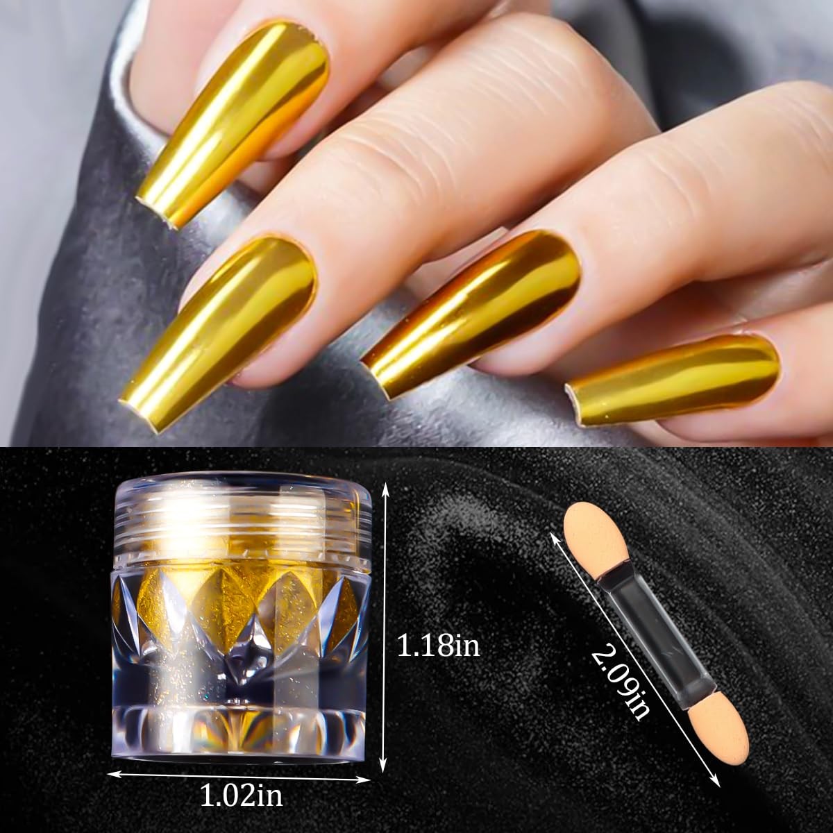 Chrome Nail Powder Kit 12 Colors Holographic Metallic Mirror Effect Chrome Pi…