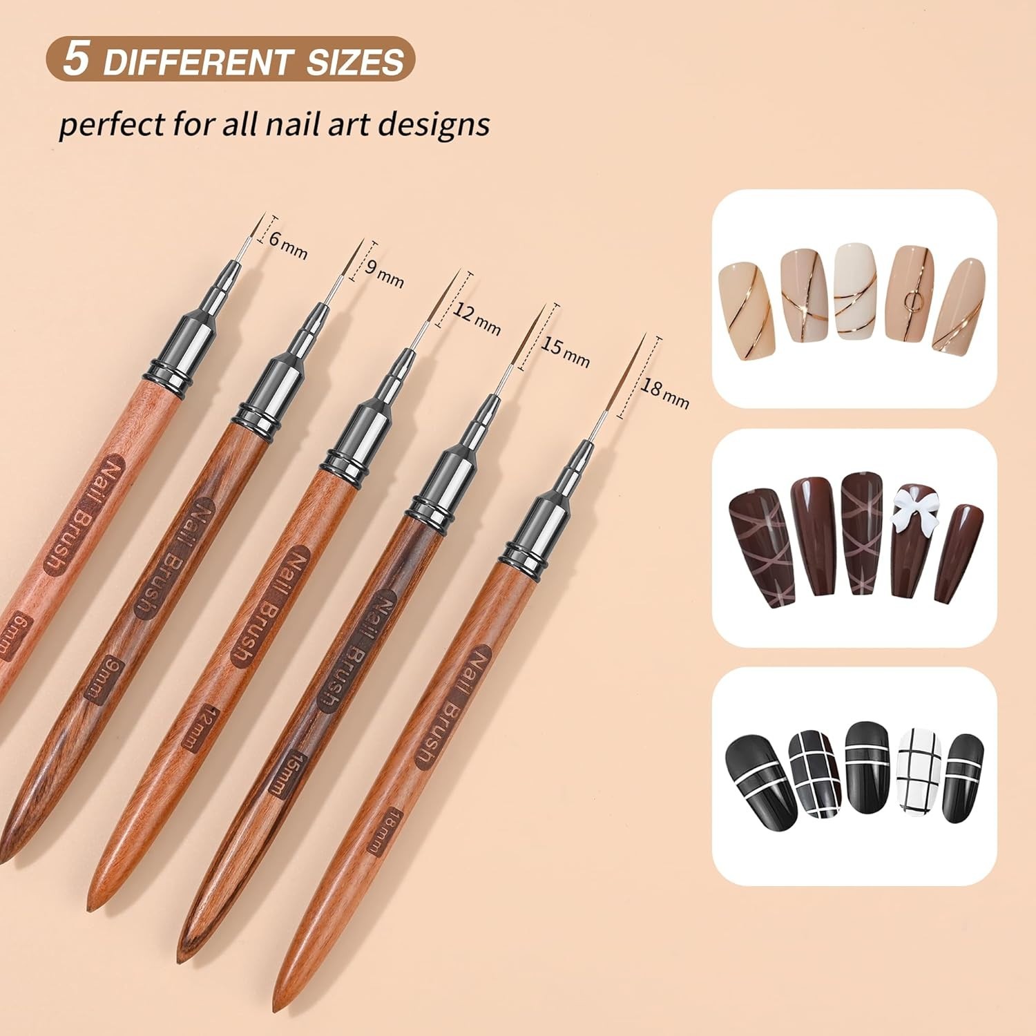 Nail art brushes, 5Pcs Nail Art Liner Brushes, Painting Art Design Brush Set …