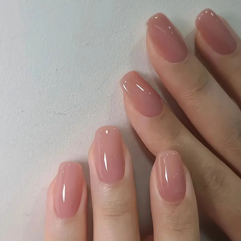 24 uñas postizas cortas cuadradas rosas diseño de corazones lunares mate mujer
