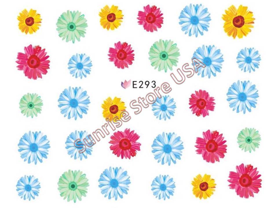 3D Nail Art Sticker Colorful Flower Daisy Flower Decals Manicure Peel & Stick