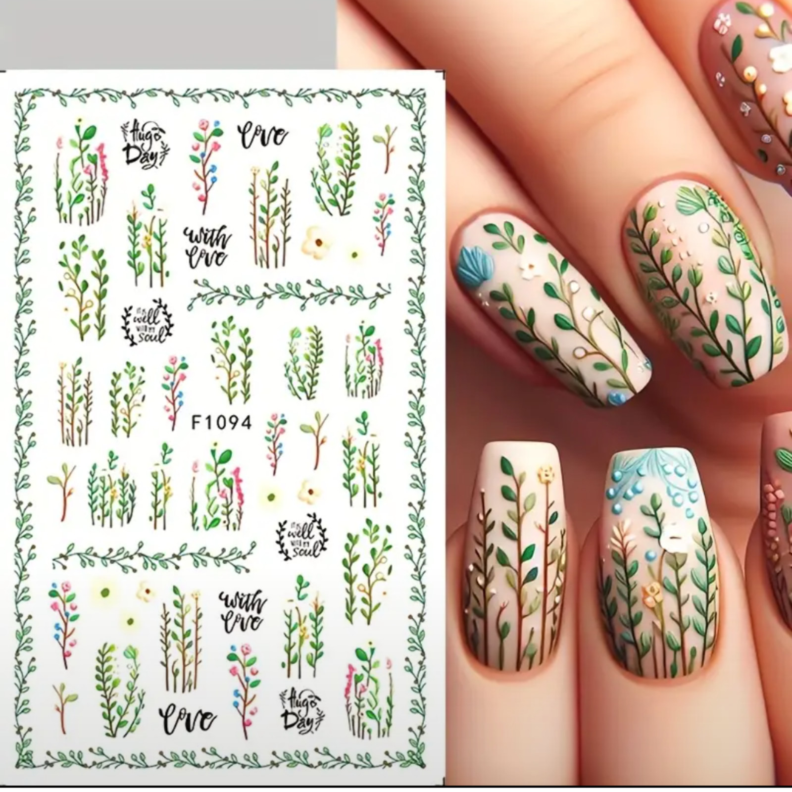 3D Tropical Summer Nail Art Stickers, lossy Self-Adhesive Single-Use Plastic Dec