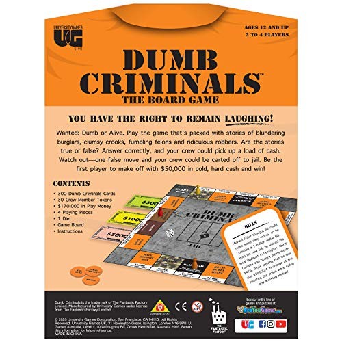 University Games, Dumb Criminals Board 8 x 2.5 x 10.5 inches, Multicolor