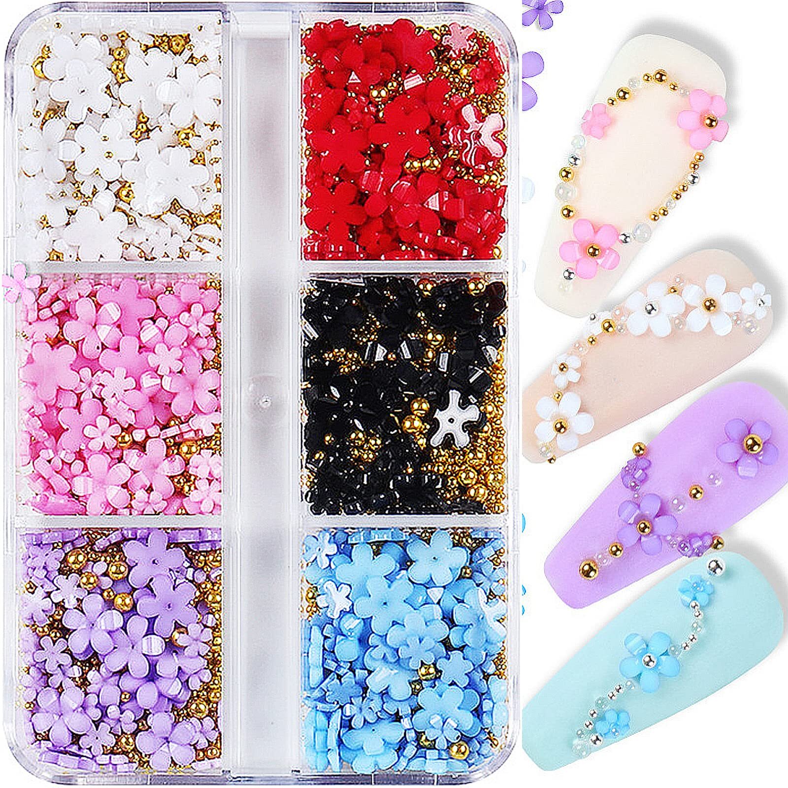Flower Nail Charms for Acrylic Nails Manicure DIY Nail Decor Women Girls Crafts