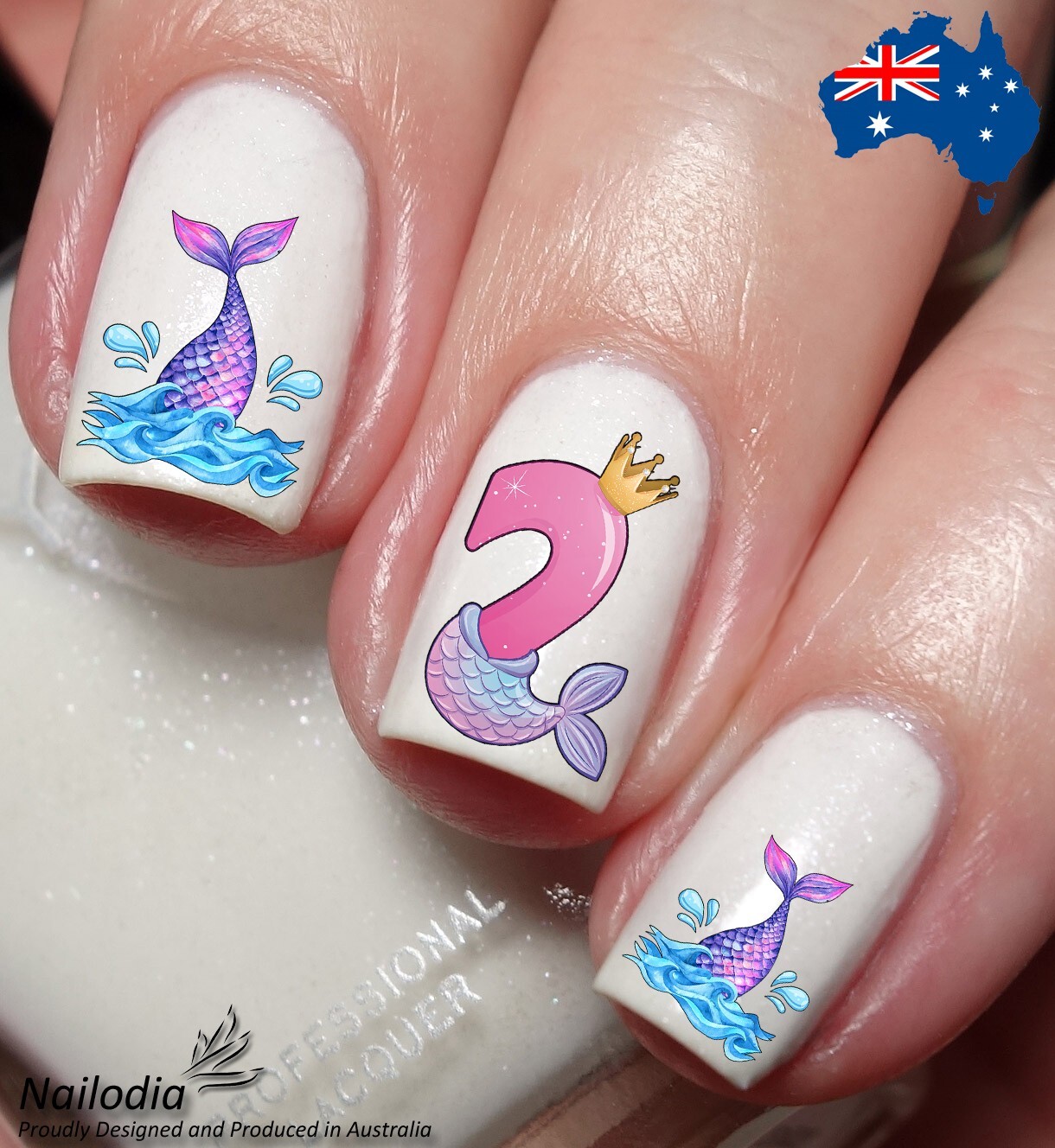 Birthday Mermaid Numbers Nail Art Decal Sticker Water Transfer Slider