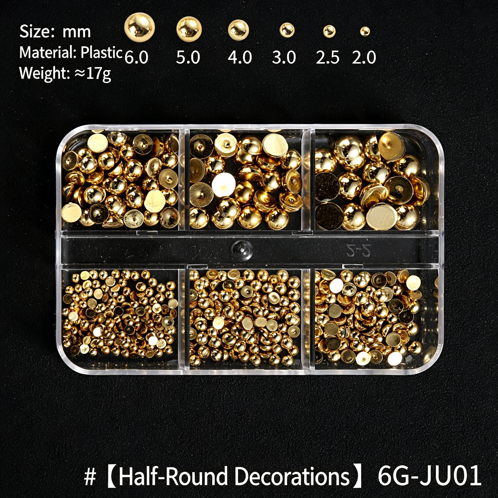 Nail Rivet Decorations, Semicircular Steel Beads, Gold & Silver Mixed Metal Pack