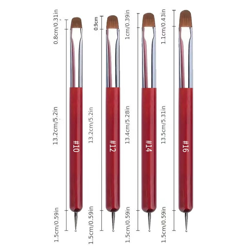 4Pcs French Tip Brush, Double-Ended French Brushes for Nails with Dotting Tool,