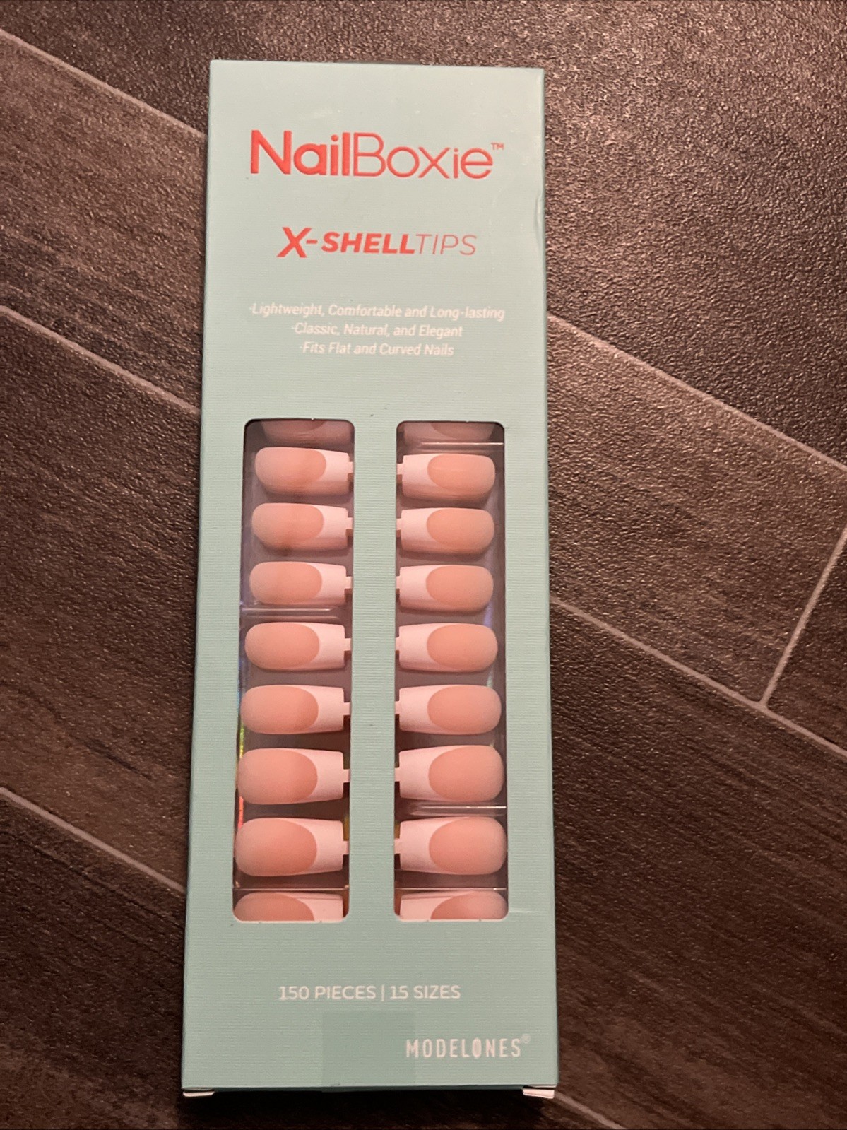 Modelones Nail Boxie X-Shell Tips 150 Pieces French Gel Nails 15 Sizes